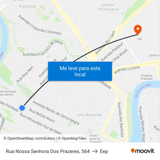 Rua Nossa Senhora Dos Prazeres, 564 to Eep map