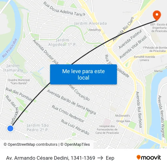 Av. Armando Césare Dedini, 1341-1369 to Eep map