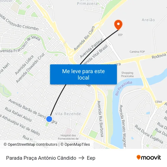 Parada Praça Antônio Cândido to Eep map