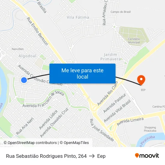 Rua Sebastião Rodrigues Pinto, 264 to Eep map