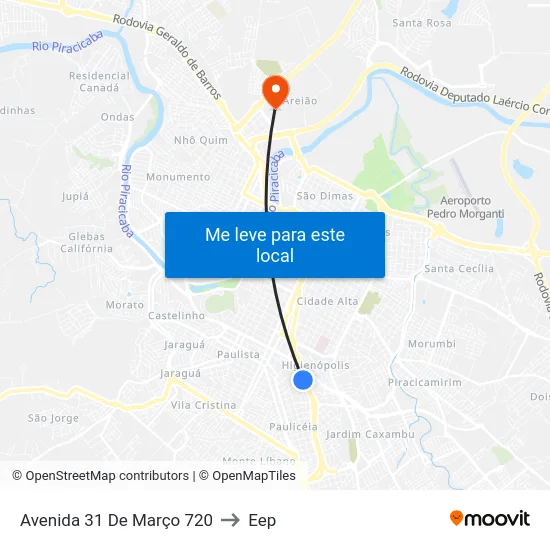 Avenida 31 De Março 720 to Eep map