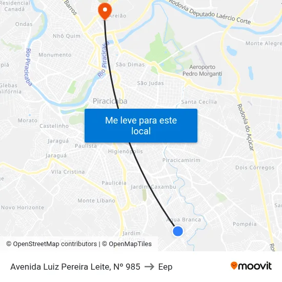 Avenida Luiz Pereira Leite, Nº 985 to Eep map