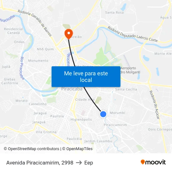 Avenida Piracicamirim, 2998 to Eep map