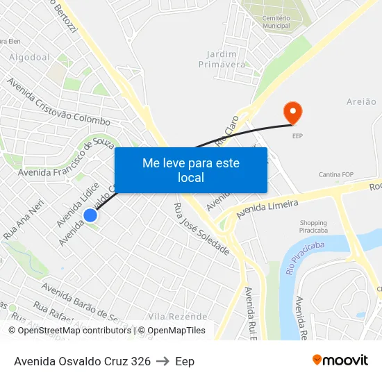 Avenida Osvaldo Cruz 326 to Eep map