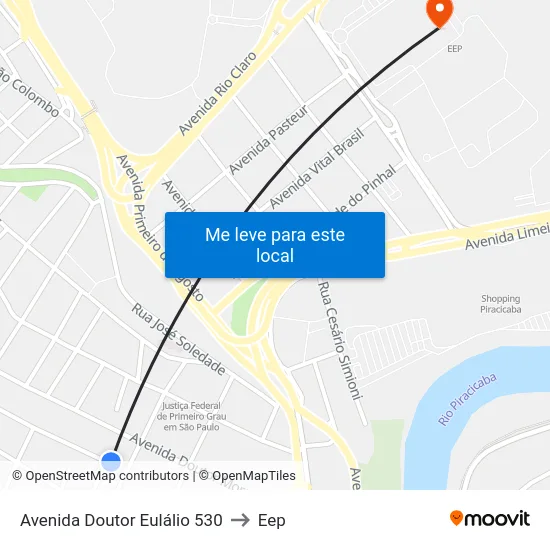Avenida Doutor Eulálio 530 to Eep map