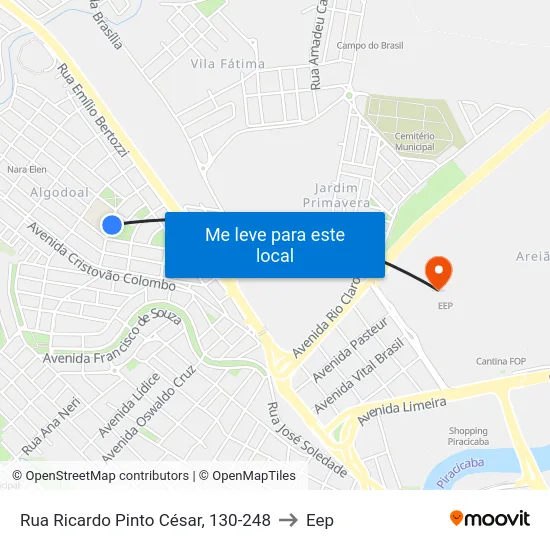 Rua Ricardo Pinto César, 130-248 to Eep map