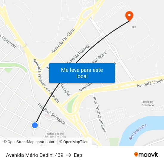 Avenida Mário Dedini 439 to Eep map