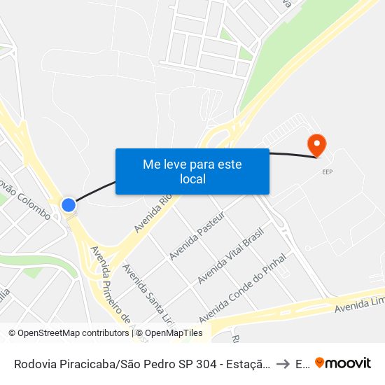 Rodovia Piracicaba/São Pedro SP 304 - Estação Conexão Arcelor Mital to Eep map
