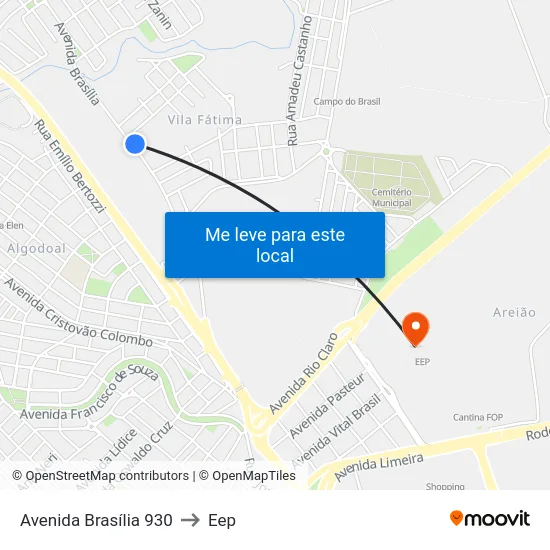 Avenida Brasília 930 to Eep map