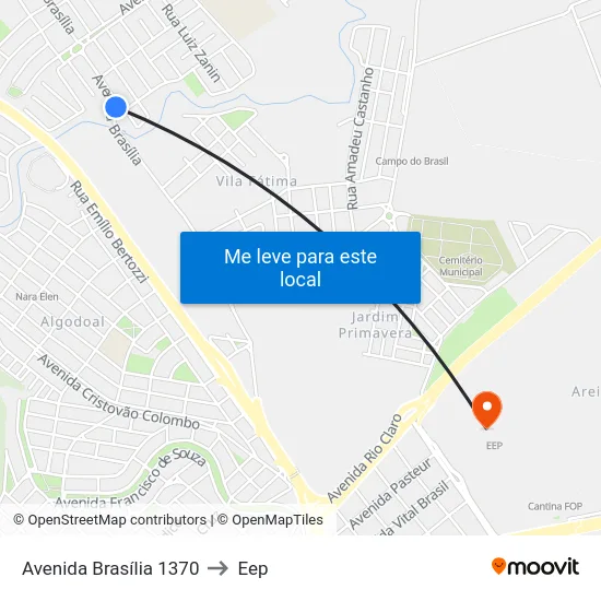 Avenida Brasília 1370 to Eep map