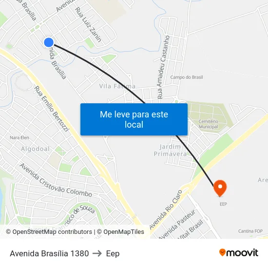 Avenida Brasília  1380 to Eep map