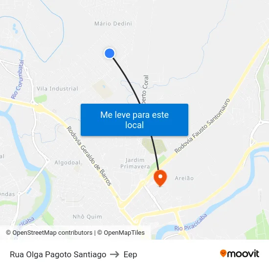 Rua Olga Pagoto Santiago to Eep map