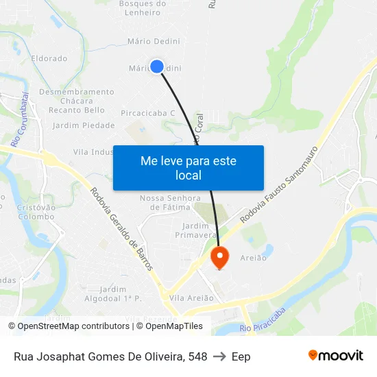 Rua Josaphat Gomes De Oliveira, 548 to Eep map