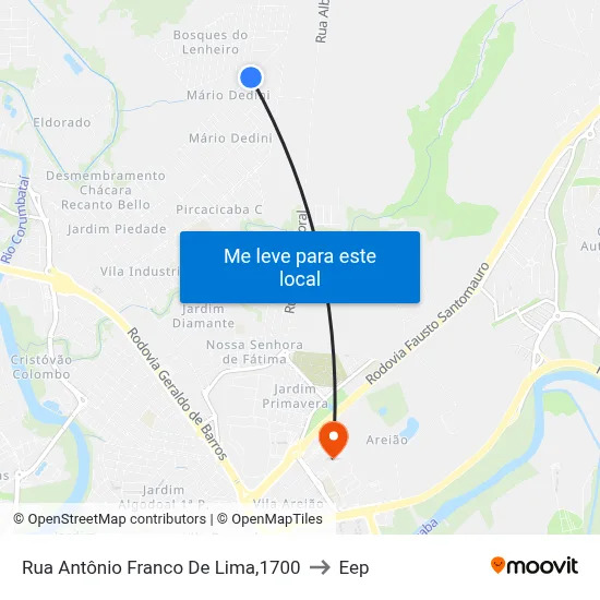 Rua Antônio Franco De Lima,1700 to Eep map