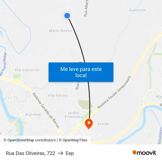 Rua Das Oliveiras, 722 to Eep map