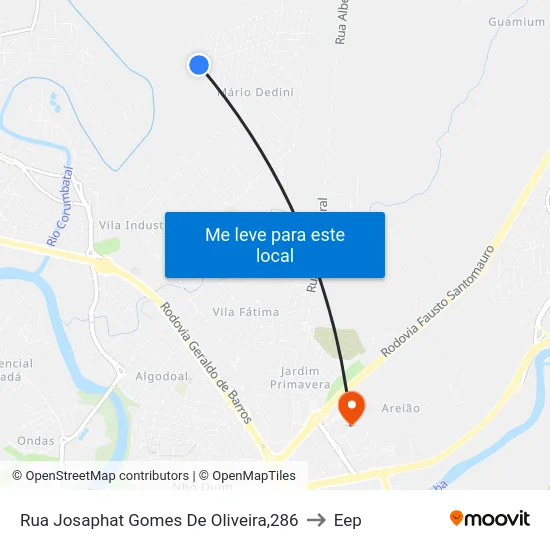 Rua Josaphat Gomes De Oliveira,286 to Eep map