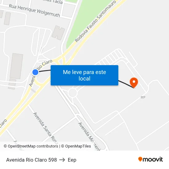 Avenida Rio Claro 598 to Eep map