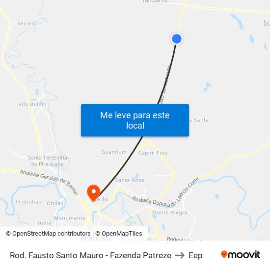 Rod. Fausto Santo Mauro - Fazenda Patreze to Eep map