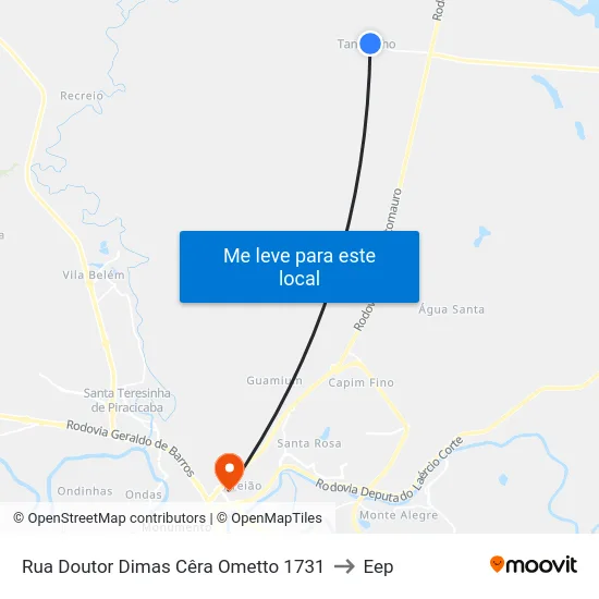 Rua Doutor Dimas Cêra Ometto 1731 to Eep map