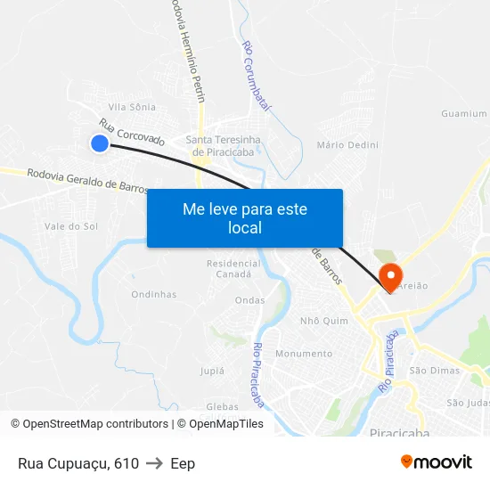 Rua Cupuaçu, 610 to Eep map