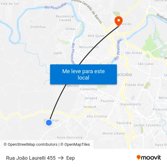 Rua João Laurelli 455 to Eep map