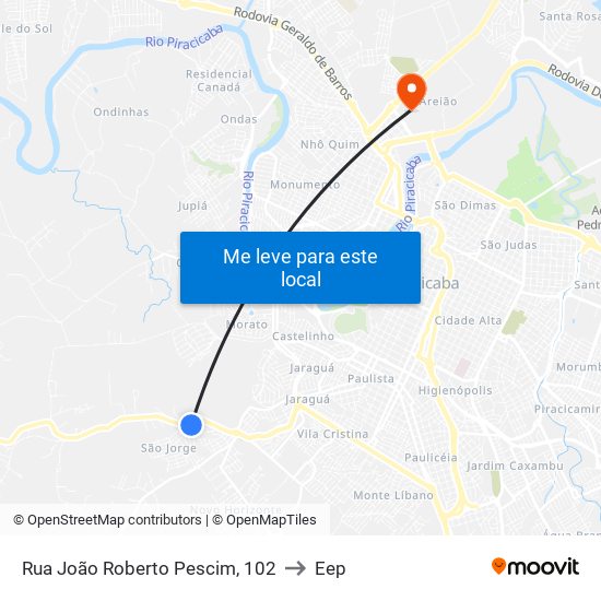 Rua João Roberto Pescim, 102 to Eep map