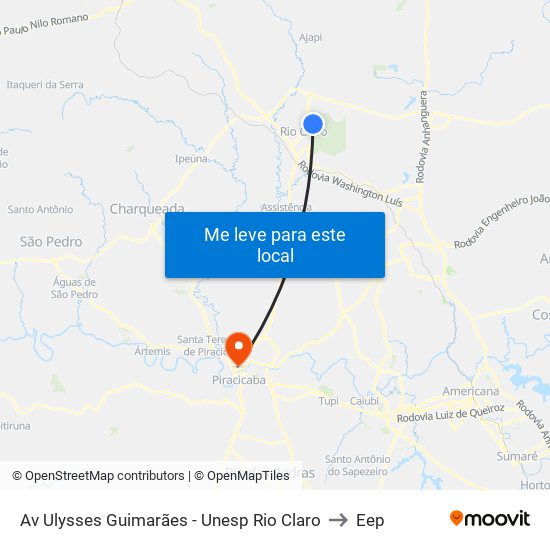 Av Ulysses Guimarães - Unesp Rio Claro to Eep map