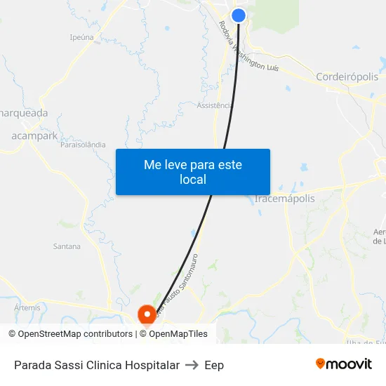 Parada Sassi Clinica Hospitalar to Eep map
