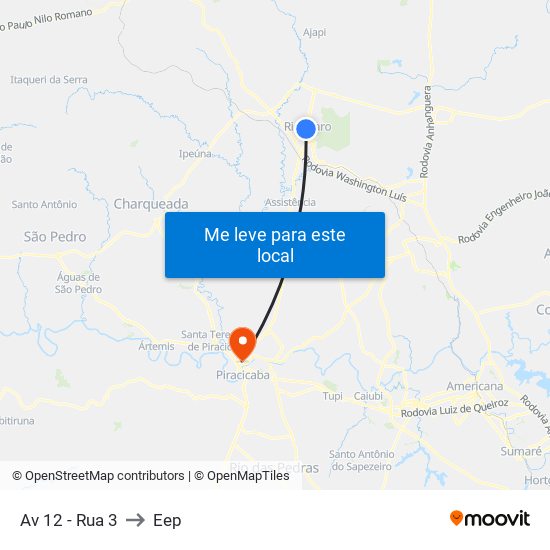 Av 12 - Rua 3 to Eep map