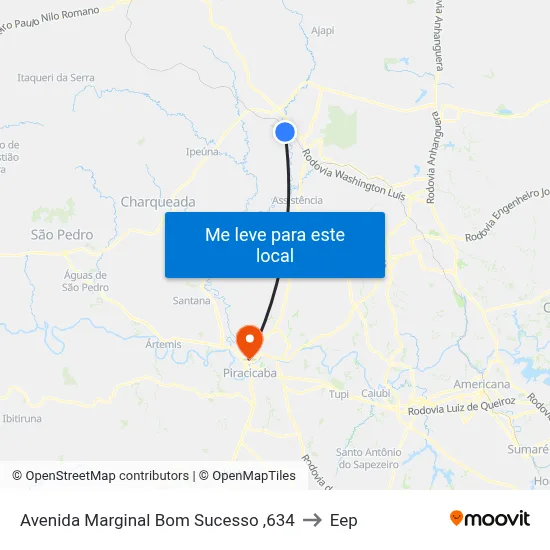 Avenida Marginal Bom Sucesso ,634 to Eep map