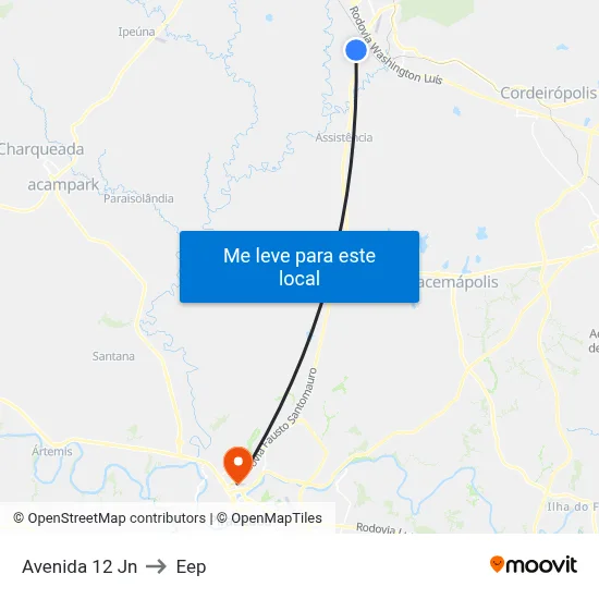 Avenida 12 Jn to Eep map