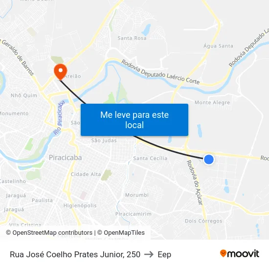 Rua José Coelho Prates Junior, 250 to Eep map