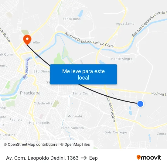 Av. Com. Leopoldo Dedini, 1363 to Eep map