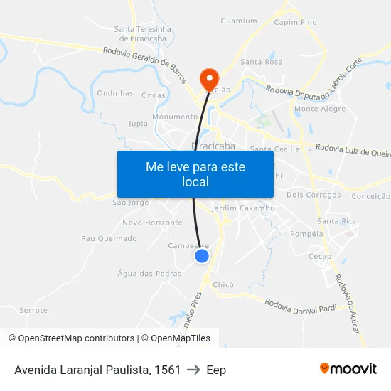 Avenida Laranjal Paulista, 1561 to Eep map