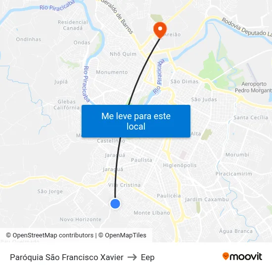 Paróquia São Francisco Xavier to Eep map