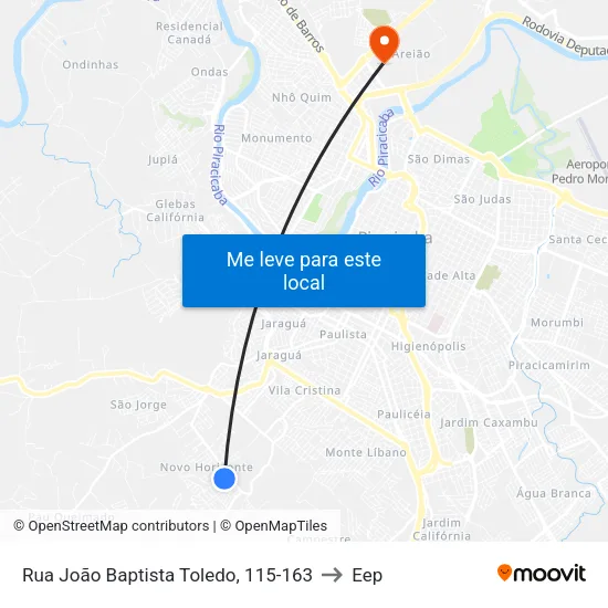 Rua João Baptista Toledo, 115-163 to Eep map