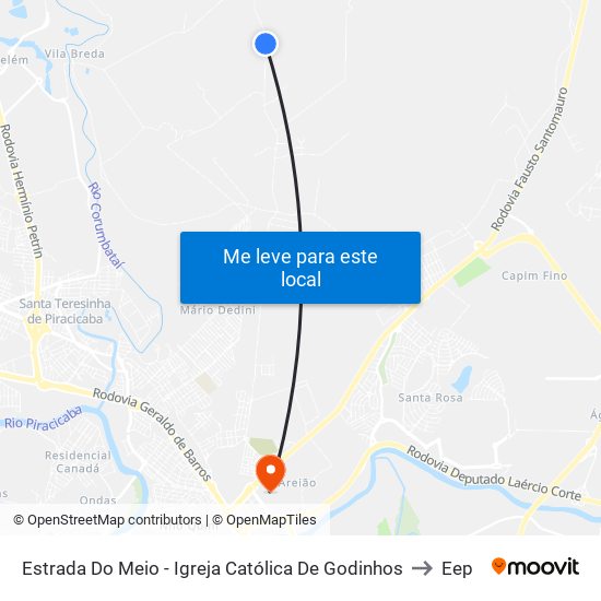 Estrada Do Meio - Igreja Católica De Godinhos to Eep map