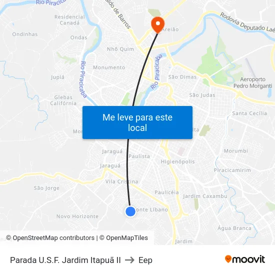 Parada U.S.F. Jardim Itapuã II to Eep map