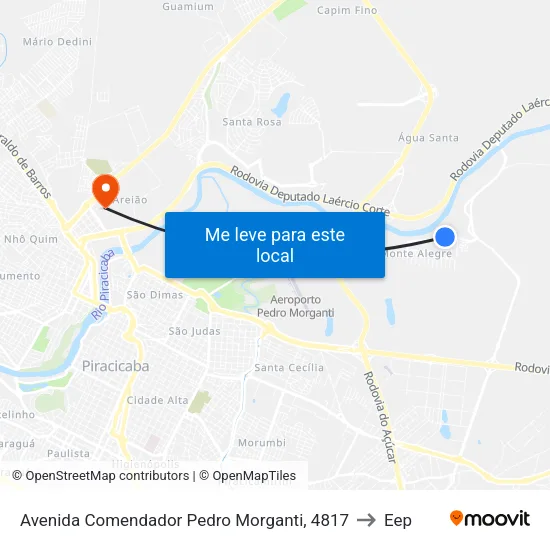 Avenida Comendador Pedro Morganti, 4817 to Eep map