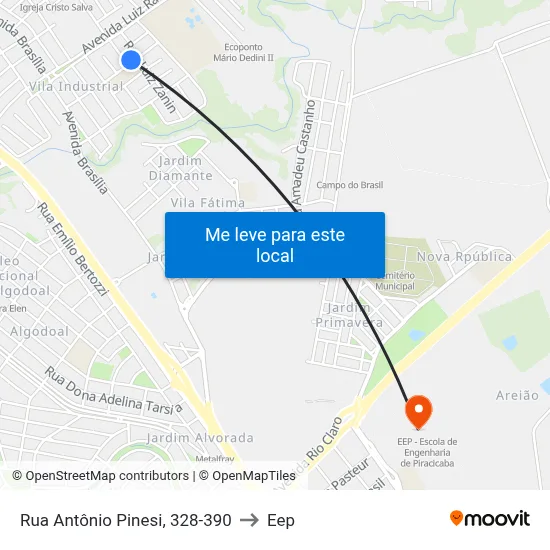 Rua Antônio Pinesi, 328-390 to Eep map