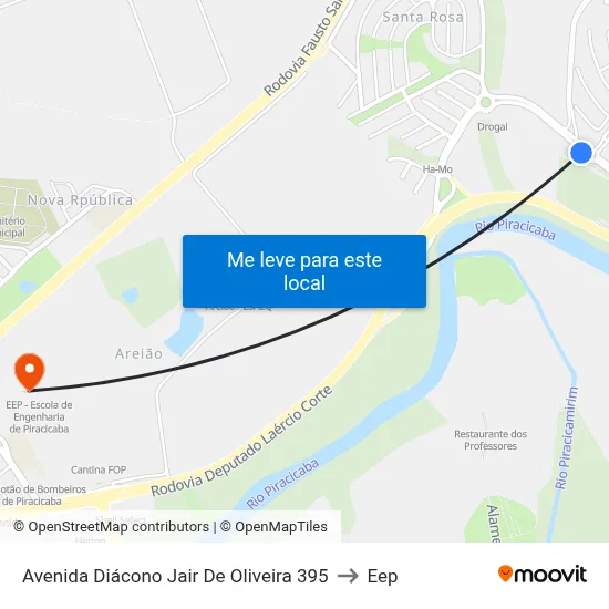 Avenida Diácono Jair De Oliveira 395 to Eep map