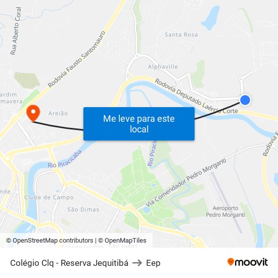 Colégio Clq - Reserva Jequitibá to Eep map