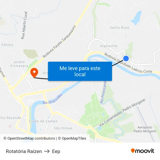Rotatória Raízen to Eep map