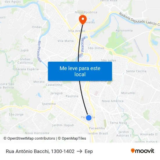 Rua Antônio Bacchi, 1300-1402 to Eep map