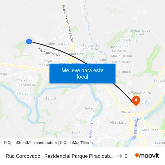 Rua Corcovado - Residencial Parque Piracicaba 2 to Eep map