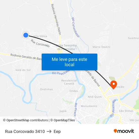Rua Corcovado 3410 to Eep map