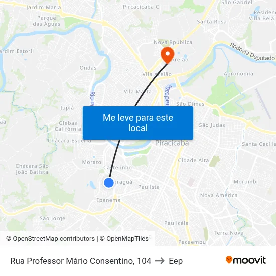 Rua Professor Mário Consentino, 104 to Eep map