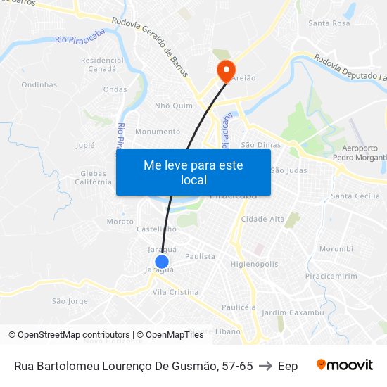 Rua Bartolomeu Lourenço De Gusmão, 57-65 to Eep map