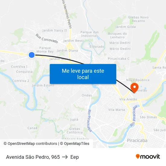 Avenida São Pedro, 965 to Eep map
