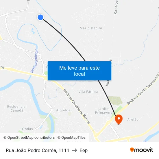 Rua João Pedro Corrêa, 1111 to Eep map